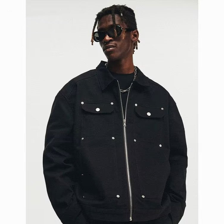 Autumn Retro American Washed Denim Jacket For Men