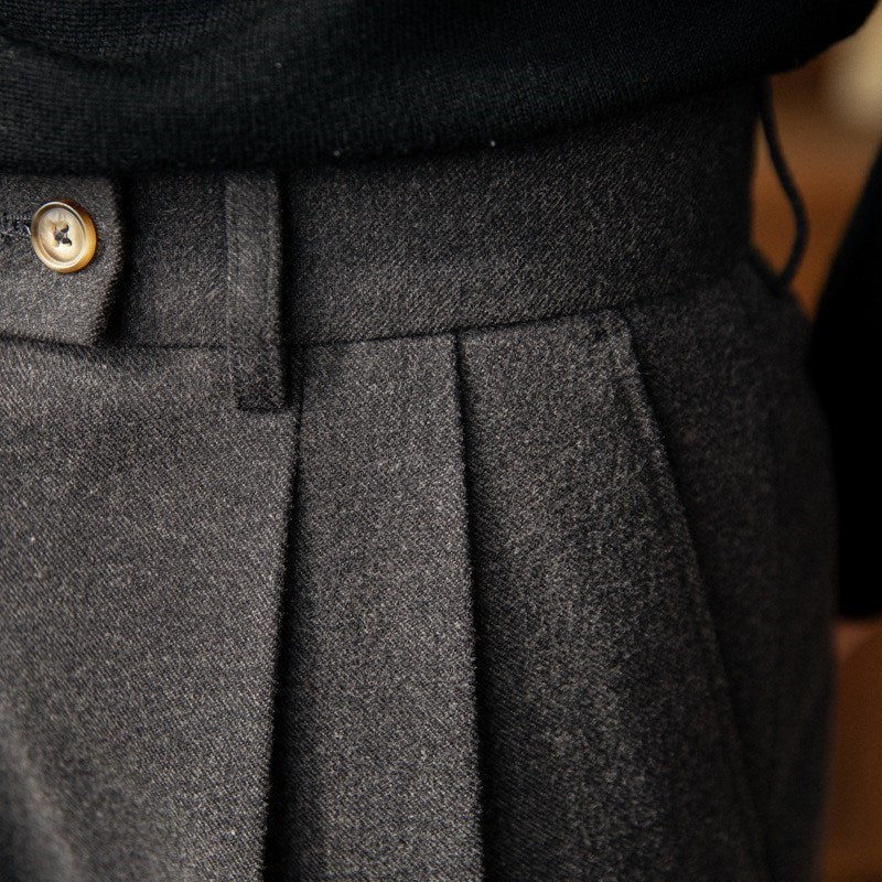 High Waist Wool Blend Casual Pants