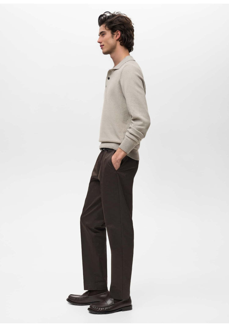 Elegant Men’s V-Neck Sweater – Button-Up Polo Design