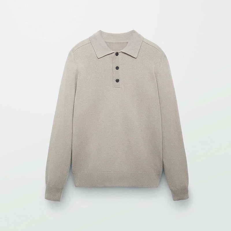 Elegant Men’s V-Neck Sweater – Button-Up Polo Design