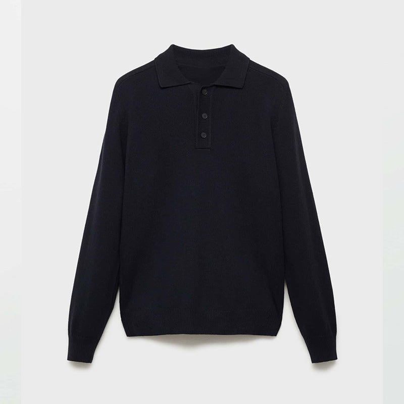 Elegant Men’s V-Neck Sweater – Button-Up Polo Design