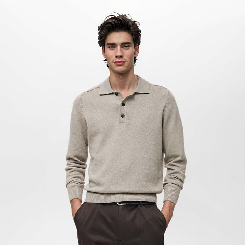 Elegant Men’s V-Neck Sweater – Button-Up Polo Design