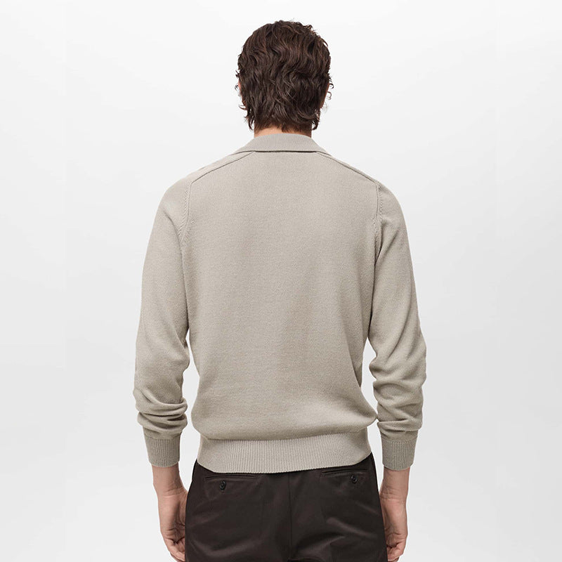 Elegant Men’s V-Neck Sweater – Button-Up Polo Design