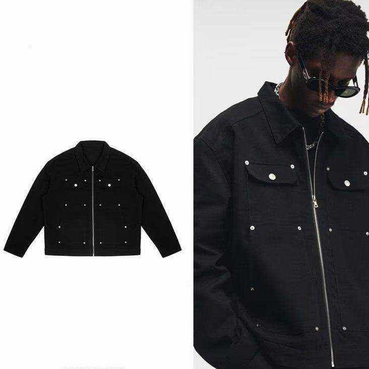 Autumn Retro American Washed Denim Jacket For Men