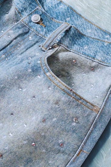Washed Denim Shorts with Chic Rhinestone Belt
